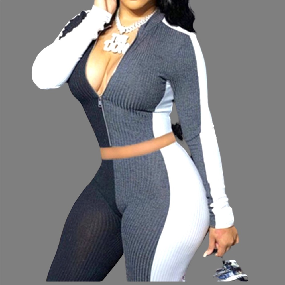 Tracksuit Black/grey/white high waist, versatile
